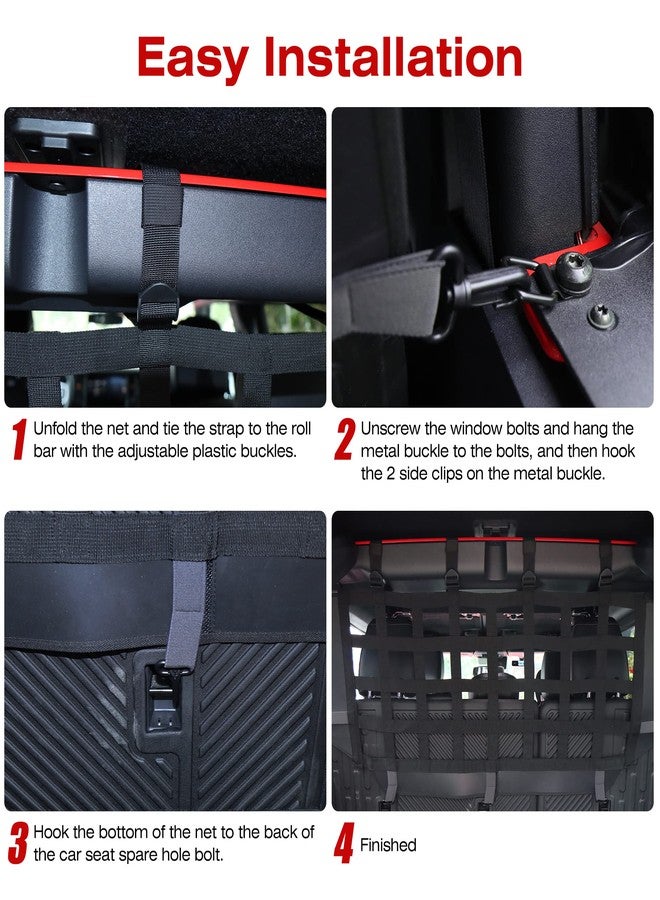 جي شبكة أمان للحيوانات الأليفة من جي بيت نت، حاجز شبكي للكلاب مناسب لسيارات فورد برونكو موديلات 2021-2025 ذات الأربعة أبواب، شبكة عزل للمقعد الخلفي لمنطقة صندوق السيارة، فاصل مُحسّن للحيوانات الأليفة مناسب للحيوانات الأليفة المتوسطة والكبيرة - Image 4